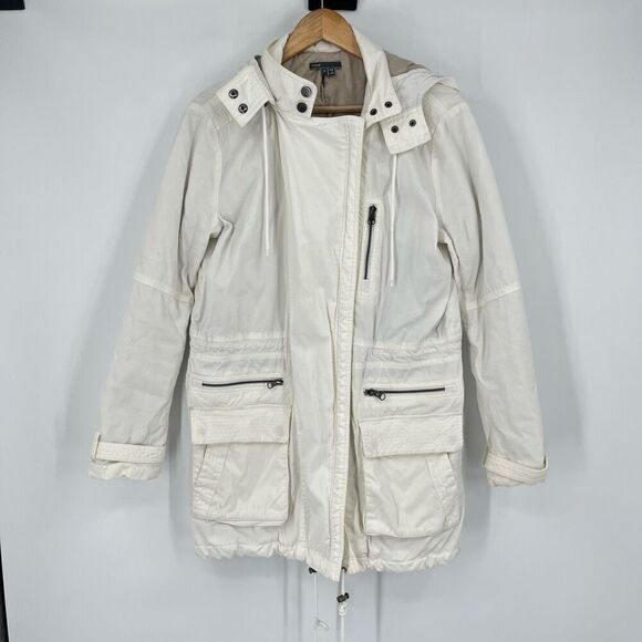 Vince Full Zip Quilted Hooded Parka Jacket Womens White Small - Picture 1 of 9